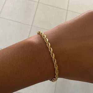 Gold Rope Twist Chain Bracelet