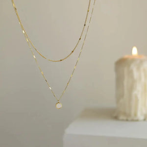 Double Layered Gold Pendant Necklace