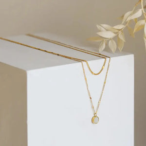 Double Layered Gold Pendant Necklace