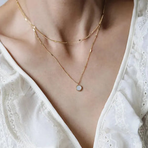 Double Layered Gold Pendant Necklace