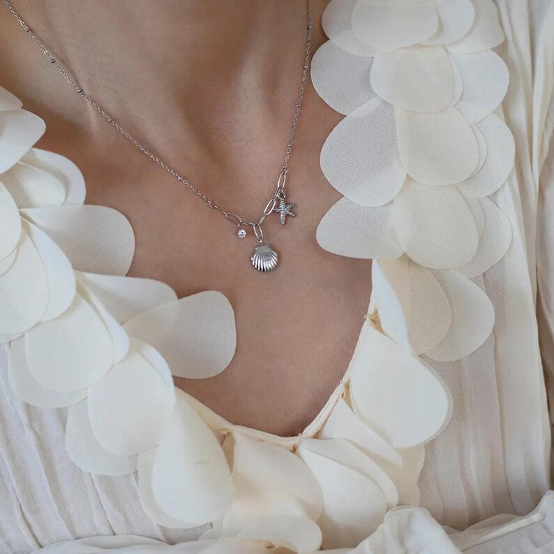 Seashell & Starfish Necklace (1pc)