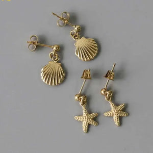 Starfish & Seashell Drop Earring (2pc set)