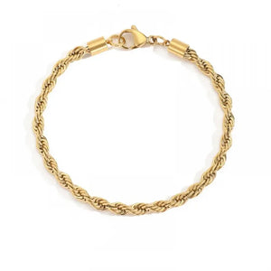 Gold Rope Twist Chain Bracelet