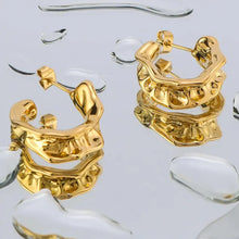 Load image into Gallery viewer, Textured Gold Hoop Earrings
