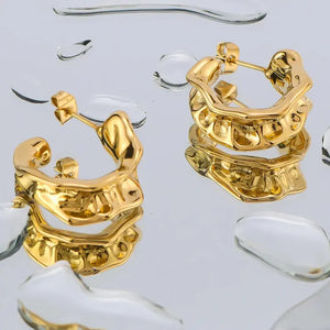 Textured Gold Hoop Earrings