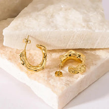 Load image into Gallery viewer, Textured Gold Hoop Earrings
