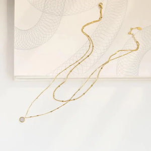 Double Layered Gold Pendant Necklace