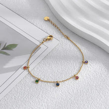 Load image into Gallery viewer, Zirconia Coloured Stone Anklet
