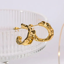 Load image into Gallery viewer, Textured Gold Hoop Earrings
