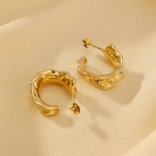 Load image into Gallery viewer, Textured Gold Hoop Earrings
