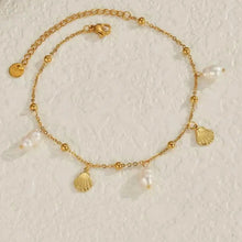 Load image into Gallery viewer, Seashell &amp; Pearl Gold Anklet
