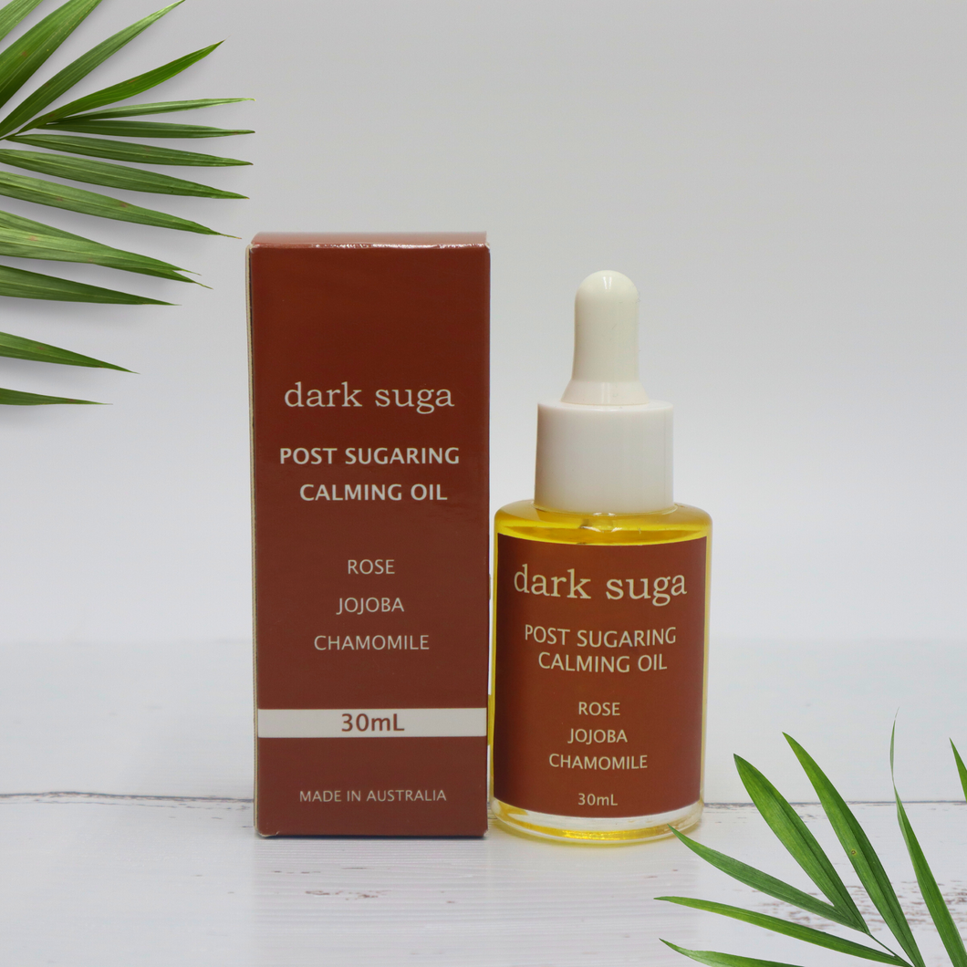 Post Sugaring Waxing Calming Oil. Instantly soothes and calms inflamed skin 100% natural ingredients Enriched with vitamin E to deeply moisturize skin Boosts collagen production Helps protect skin against sun damage Reduces, skin redness. Multi use body and face oil